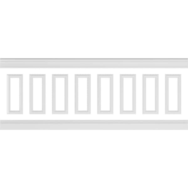 Ekena Millwork 94 1/2"L (Adjustable 36"H to 40"H) Ashford Square Panel Traditional Wainscot Paneling Kit WPKUSQ061P036 - main